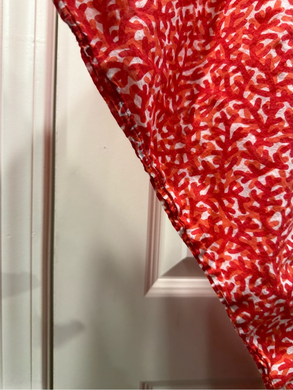 Lindsay Phillips Coral / Red Abstract Print Smocked Kaftan Dress M/L - Picture 5 of 10